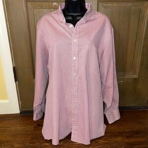 90s Etienne Aigner White Stripe Long Sleeve Button Up Preppy Shirt Casual Size L